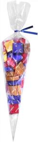 img 3 attached to Clear Cone-Shaped Treat Bags With Twist Ties - 200 Count, 4'' Size, 1.4 Mils Thick OPP Plastic Cello Bags For Christmas Candy, Popcorn, And Party Favors