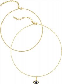 img 3 attached to Многослойное колье-чокер KISPER для женщин с покрытием из 18-каратного золота - нежное и модное