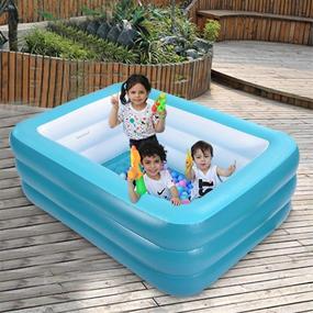 img 2 attached to Надувной детский бассейн с мягким полом, 59 x 45 x 20 дюймов, прочный надувной бассейн для заднего двора, сада или игры в помещении - зеленый