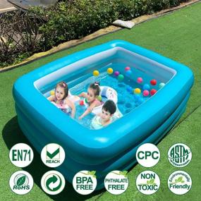 img 3 attached to Надувной детский бассейн с мягким полом, 59 x 45 x 20 дюймов, прочный надувной бассейн для заднего двора, сада или игры в помещении - зеленый