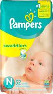 pampers swaddlers diapers, size n - find the perfect fit with 32 count logo