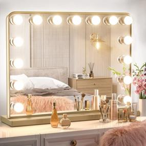 img 4 attached to Get Red-Carpet Ready: Keonjinn Gold Hollywood Vanity Mirror With 15 LED Lights, 3 Color Modes And USB Charging Port
