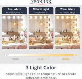 img 2 attached to Get Red-Carpet Ready: Keonjinn Gold Hollywood Vanity Mirror With 15 LED Lights, 3 Color Modes And USB Charging Port