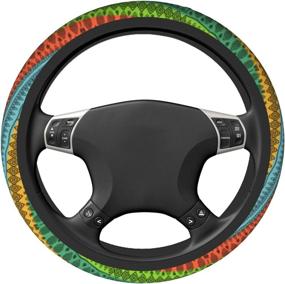 img 1 attached to 🌼 Boho Steering Wheel Cover: Non-Slip Neoprene Baja Hippie Wrap for Car, SUV, Van, and Truck - Universal 15 Inch Auto Accessory for Women, Men, and Girls