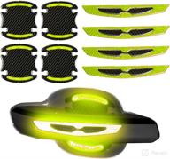 🚗 green 8 pack car door handle cup cover scratch protector stickers with reflective strips - vehicle accessories for paint protection and anti fingernails trim логотип