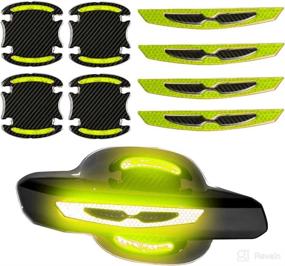 img 4 attached to 🚗 Green 8 Pack Car Door Handle Cup Cover Scratch Protector Stickers with Reflective Strips - Vehicle Accessories for Paint Protection and Anti Fingernails Trim