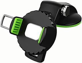 img 3 attached to 📱 Vcan Car Phone Holder - Universal Dashboard Windshield Mount for All Mobile Phones, 360° Rotation, One-Hand Operation (Black/Green)