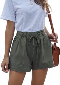 img 4 attached to Stay Comfy And Stylish This Summer With Elapsy Women'S Drawstring Elastic Waist Pocketed Shorts