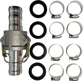img 4 attached to 1.5 Inch Female And Male Camlock Aluminum Type C & E Hose Fitting With Rubber Washer And 8 Clamps For Quick Connect Coupling - Schraiberpump