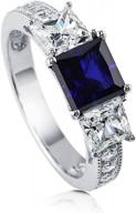 потрясающее обручальное кольцо из стерлингового серебра с 3 камнями, искусственным синим сапфиром и фианитом - идеально подходит для свадеб, юбилеев и обещаний! логотип