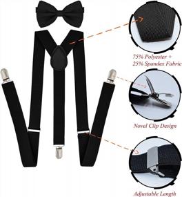 img 3 attached to Adjustable Elastic Y-Shaped Trilece Suspenders And Bow Tie Set For Men And Women - Strong Clips And 1 Inch Width