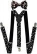 adjustable elastic y-shaped trilece suspenders and bow tie set for men and women - strong clips and 1 inch width logo