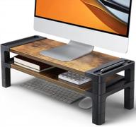 регулируемая подставка для монитора huanuo с 2 платформами - идеально подходит для пк, ноутбуков и принтеров на вашем столе (винтаж) логотип