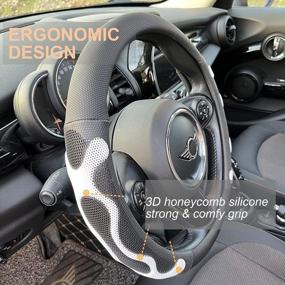img 3 attached to White Silicone Anti-Slip 15 Inch Universal Steering Wheel Cover With Comfy Grip