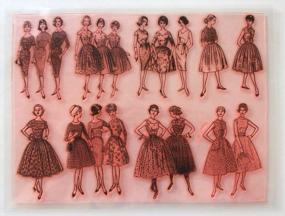 img 3 attached to Модные девушки 50-х годов, прозрачные марки, большой лист 7 "X10", винтажная мода пятидесятых годов