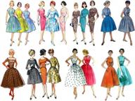 модные девушки 50-х годов, прозрачные марки, большой лист 7 "x10", винтажная мода пятидесятых годов логотип