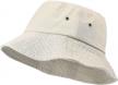 stylish and versatile furtalk washed cotton bucket hats for men and women ideal for summer beach and travel - khaki, medium logo