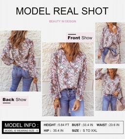img 1 attached to Boho Floral Print V-Neck Loose Blouses For Women: SHEWIN Casual Long Sleeve Shirts Tops