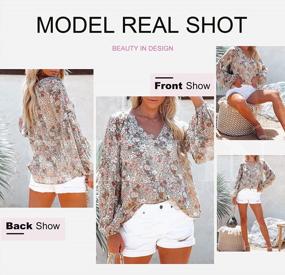 img 2 attached to Boho Floral Print V-Neck Loose Blouses For Women: SHEWIN Casual Long Sleeve Shirts Tops