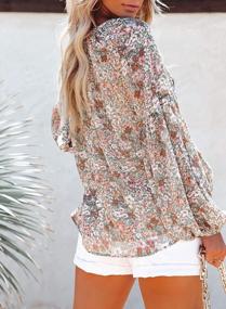 img 3 attached to Boho Floral Print V-Neck Loose Blouses For Women: SHEWIN Casual Long Sleeve Shirts Tops