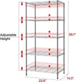 img 2 attached to 🔨 SINGAYE 5 Tier Adjustable Metal Storage Rack with 660Lbs Capacity - Ideal for Pantry, Closet, Kitchen, Laundry - 23.6"L x 14"W x 59.1"H - Silver