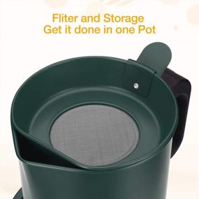 img 1 attached to 1700ML Grease Container With Removable Lids & Mesh Strainer - Stainless Steel Rustproof Frying Oil Pot (Green)