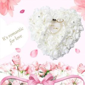 img 2 attached to Yosoo White Ring Pillow Lace Crystal Rose Wedding Heart Ring Box Ring Holder With Elegant Satin Flora Jewelry Case Wedding Accessories 15X13Cm/5.9X5.11Inch