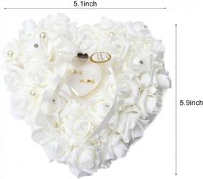 img 3 attached to Yosoo White Ring Pillow Lace Crystal Rose Wedding Heart Ring Box Ring Holder With Elegant Satin Flora Jewelry Case Wedding Accessories 15X13Cm/5.9X5.11Inch
