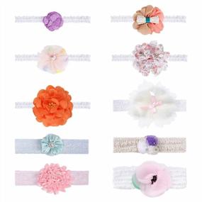 img 3 attached to 🎀 Adorable Bundle Monster 10 pc Baby Girls Bow Ribbon Elastic Lace Headbands for a Stylish Look