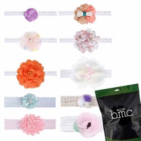 img 4 attached to 🎀 Adorable Bundle Monster 10 pc Baby Girls Bow Ribbon Elastic Lace Headbands for a Stylish Look