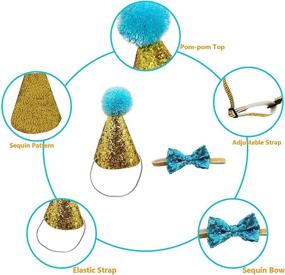 img 2 attached to 🎄 Christmas Jazz Hat and Blingbling Bow Tie Set for Pets - Adjustable Collar with Breakaway Feature for Kitten, Puppy, Small Dogs, and Cats