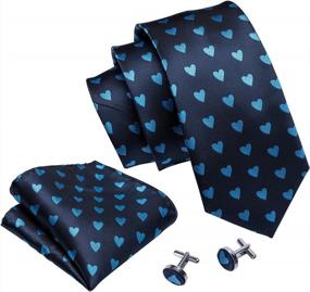 img 3 attached to Barry.Wang Classic Mens Silk Necktie, Pocket Square & Cufflinks Set - Perfect For Weddings & Business!