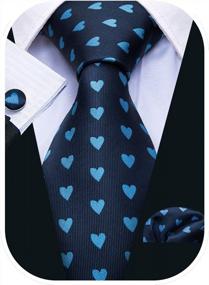 img 4 attached to Barry.Wang Classic Mens Silk Necktie, Pocket Square & Cufflinks Set - Perfect For Weddings & Business!