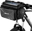 epessa bike handlebar bag,bike basket with durable quick install & release double clamp bracket on the handlebar,4l capacity,hard housing,with removable shoulder strap and sensitive touch screen logo