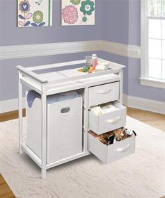 img 3 attached to 🧺 Contemporary Baby Changing Table featuring Laundry Hamper, 3 Storage Baskets, and Cushioned Pad