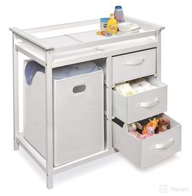 img 1 attached to 🧺 Contemporary Baby Changing Table featuring Laundry Hamper, 3 Storage Baskets, and Cushioned Pad