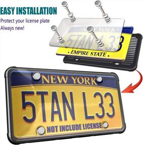 img 3 attached to Unbreakable Black License Plate Frame & Cover Combo - Aootf Clear Bubble Novelty Plate Protector To Protect Car Tags, Plates, Screws And Caps.