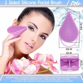 img 2 attached to Lavender Avilana Silicone Face Scrubber: 2-In-1 Facial Cleansing & Exfoliating Brush For All Skin Types