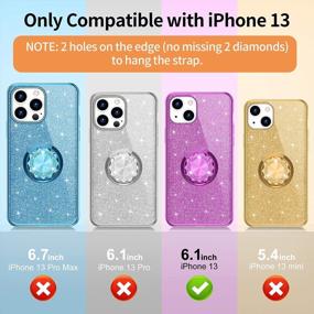 img 3 attached to Glitter Diamond IPhone 13 Case With Ring Stand, Cute Protective Cover For Women Girls Compatible With IPhone 13 6.1 Inch 2021 - Purple