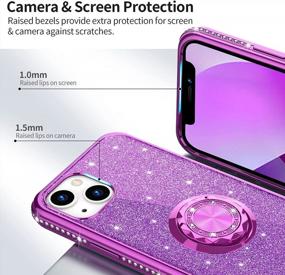 img 1 attached to Glitter Diamond IPhone 13 Case With Ring Stand, Cute Protective Cover For Women Girls Compatible With IPhone 13 6.1 Inch 2021 - Purple