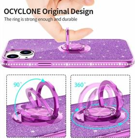 img 2 attached to Glitter Diamond IPhone 13 Case With Ring Stand, Cute Protective Cover For Women Girls Compatible With IPhone 13 6.1 Inch 2021 - Purple