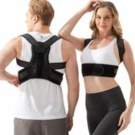 posture corrector for men & women: portzon back brace for pain relief of neck, shoulders. логотип