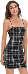 img 2 attached to Summer Plaid Goth Grunge Mini Bodycon Pencil Dress For Women With Spaghetti Straps By SOLY HUX - Stunning And Cute Tight-Fit Design