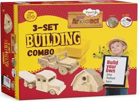 img 1 attached to Kraftic Woodworking Building Kit For Kids And Adults, Set Of 3 Educational DIY Carpentry Construction Wood Model Kit Toy Projects For Boys And Girls - Off-Road Vehicle , Flatbed And Barn