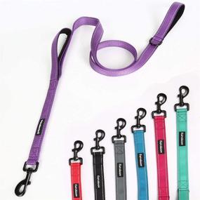 img 1 attached to Wondertail Reflective Dog Training Leash with Two Handles - Control and Safety Rope Leash for Small, Medium, and Large Dogs - Durable and Highly Reflective - 5ft Length (Purple)