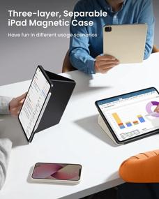 img 1 attached to Tomtoc Smart Folio Vertical Case For 12.9-Inch IPad Pro 6Th/5Th/4Th/3Rd Gen 2022-2018: Protective, Slim, Separable Cover With Magnetic Stand And 4 Usage Modes, Apple Pencil Flap Included
