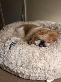 img 8 attached to Extra Plush Faux Fur Dog Bean Bed - Bessie &amp; Barnie Bagel Circle Водонепроницаемая кровать для собак со съемным моющимся чехлом - Успокаивающая кровать для домашних животных разных размеров и цветов