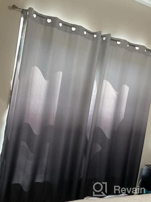 img 1 attached to Yakamok 84 Inch Long Ombre Curtains, Light Blocking Gradient Color Curtains, Room Darkening Thermal Insulated Grommet Window Drapes For Bedroom(Light Blue And Greyish White, 2 Panels, 52X84 Inch) review by Brenda Young