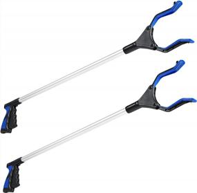 img 4 attached to Rirether 2-Pack 32 Inch Grabber Tool For Elderly, Non-Foldable Aluminum Alloy Reacher Grabber With Magnetic Tip And Hook, Rotating Gripper, Wide Jaw Reaching Aid (32 Inch, Blue)