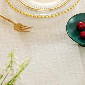 img 3 attached to Worry-Free Dining With Joybest Beige Jacquard Tablecloth - Oil, Spill, And Wrinkle Resistant!